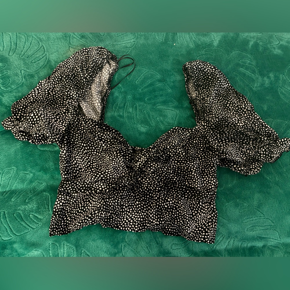 Black and white shirred gathered crop top urban outfitters